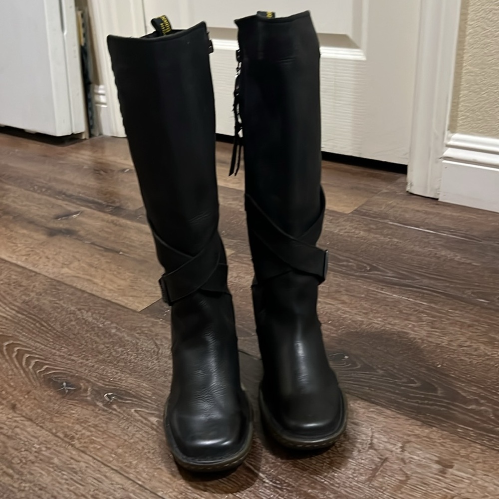 Dr martens heel boots Women's Black Leather size 6 - Picture 10 of 12
